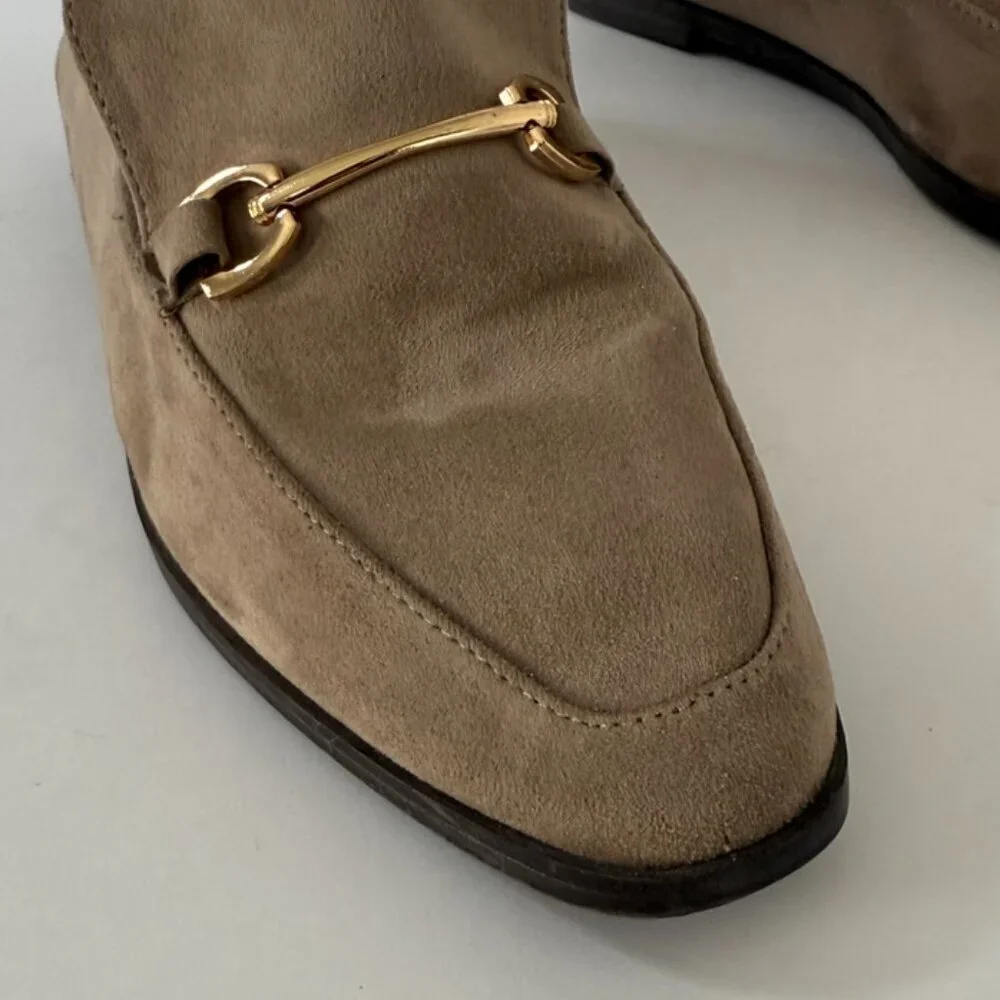 VINTAGE HAVANA Taupe Beige Polly Suede Loafers